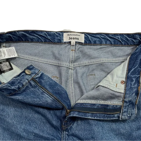 Reformation Val 90s Mid Rise Straight Jeans size 30 in Pelican Wash - Picture 6 of 8